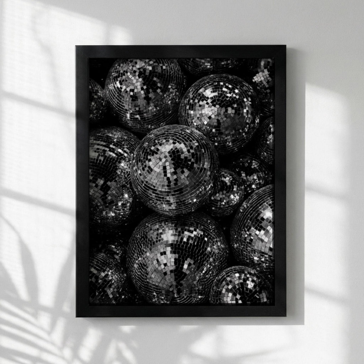 Mirror Ball Mood Black & White Minimalist Disco Wall Art | Modern Retro Party Decor | Aesthetic Nightlife Poster Print