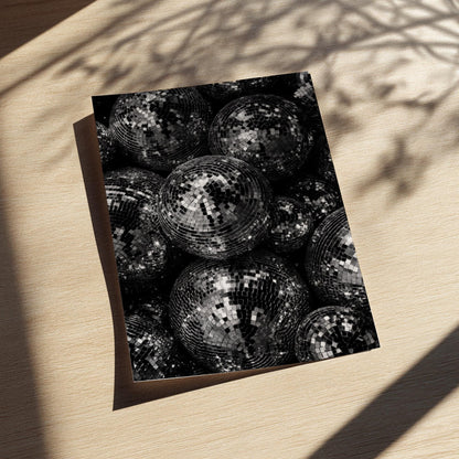 Mirror Ball Mood Black & White Minimalist Disco Wall Art | Modern Retro Party Decor | Aesthetic Nightlife Poster Print