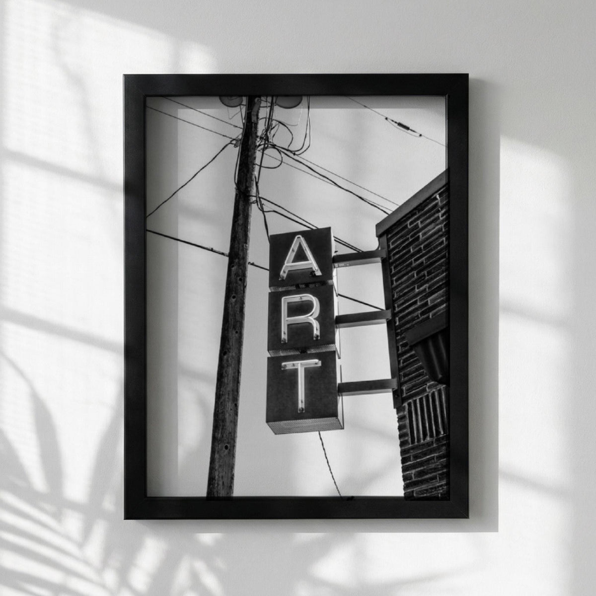 Neon Art Black & White Minimalist Wall Art | Modern Urban Aesthetic Decor | Abstract Glow Style Poster Print
