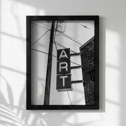 Neon Art Black & White Minimalist Wall Art | Modern Urban Aesthetic Decor | Abstract Glow Style Poster Print