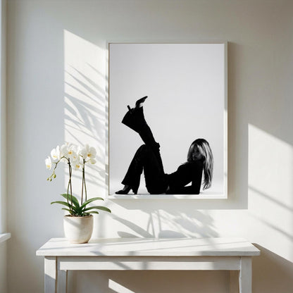 Noir Muse Black & White Minimalist Portrait Wall Art | Modern Dark Aesthetic Decor | Elegant Fashion Inspired Poster Print