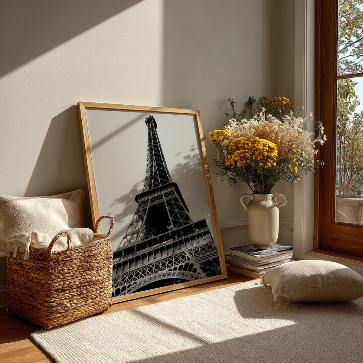 Paris Noir Black & White Minimalist City Wall Art | Modern Dark Paris Decor | Elegant Travel Poster Print