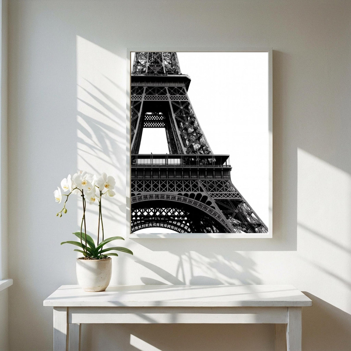 Paris Steel Black & White Minimalist Cityscape Wall Art | Modern Industrial Paris Decor | Architectural Poster Print