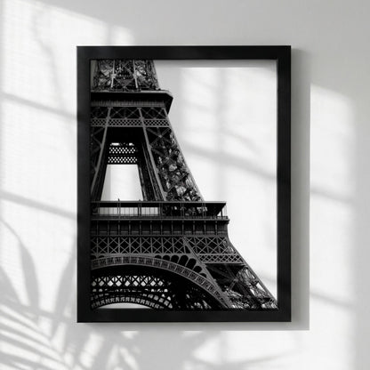 Paris Steel Black & White Minimalist Cityscape Wall Art | Modern Industrial Paris Decor | Architectural Poster Print