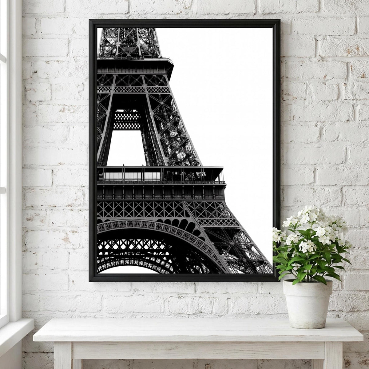 Paris Steel Black & White Minimalist Cityscape Wall Art | Modern Industrial Paris Decor | Architectural Poster Print
