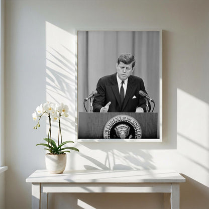 Presidential Address Black & White Minimalist Political Wall Art | Modern Leadership Decor | Government Speech Poster Print