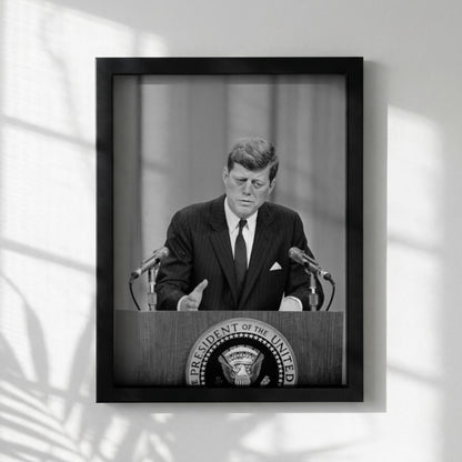 Presidential Address Black & White Minimalist Political Wall Art | Modern Leadership Decor | Government Speech Poster Print