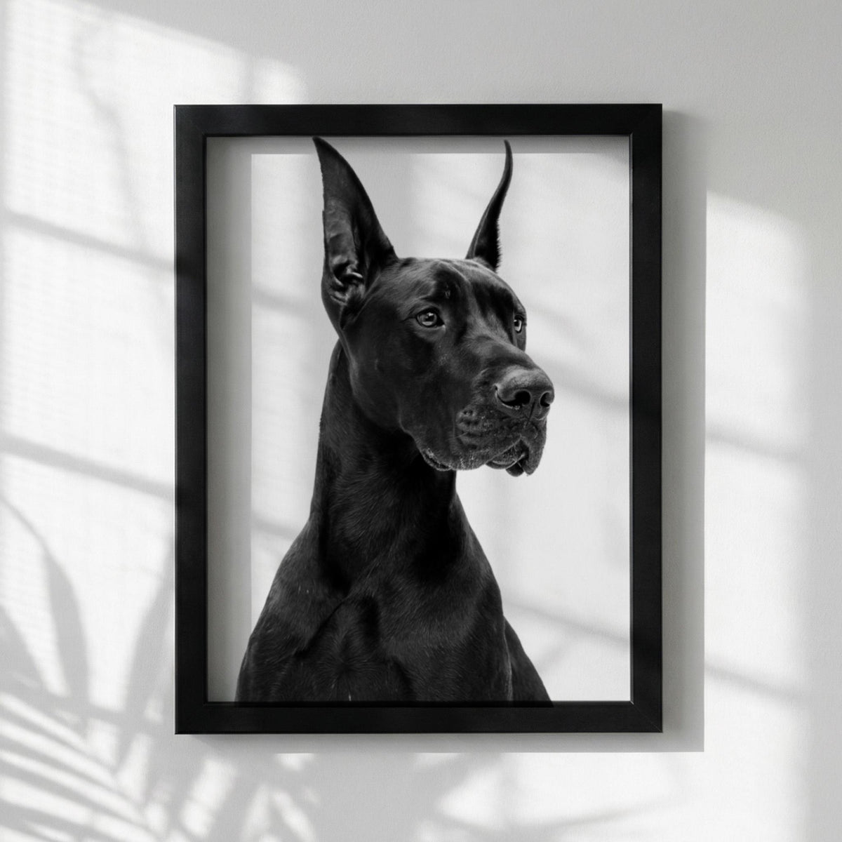Royal Doberman Black & White Minimalist Dog Wall Art | Modern Luxury Animal Decor | Elegant Portrait Poster