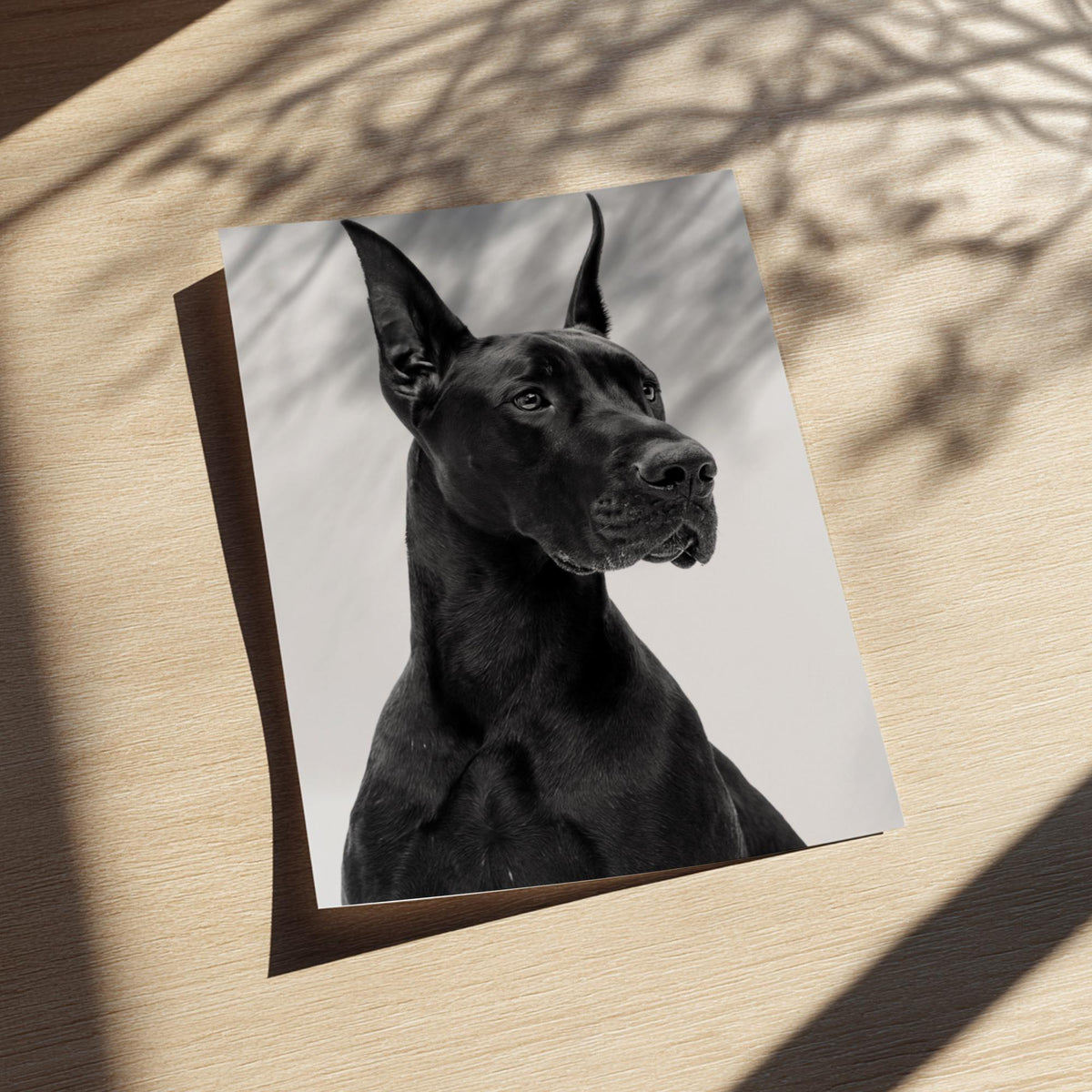 Royal Doberman Black & White Minimalist Dog Wall Art | Modern Luxury Animal Decor | Elegant Portrait Poster