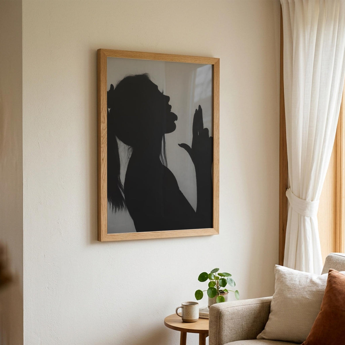 Shadow Tease Black & White Minimalist Abstract Wall Art | Modern Sensual Aesthetic Decor | Elegant Silhouette Poster Print