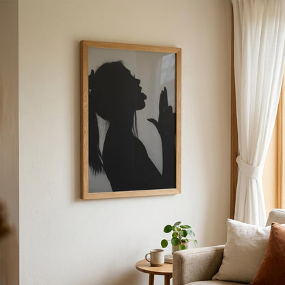 Shadow Tease Black & White Minimalist Abstract Wall Art | Modern Sensual Aesthetic Decor | Elegant Silhouette Poster Print