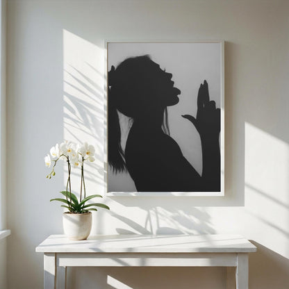Shadow Tease Black & White Minimalist Abstract Wall Art | Modern Sensual Aesthetic Decor | Elegant Silhouette Poster Print