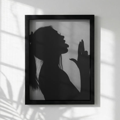 Shadow Tease Black & White Minimalist Abstract Wall Art | Modern Sensual Aesthetic Decor | Elegant Silhouette Poster Print
