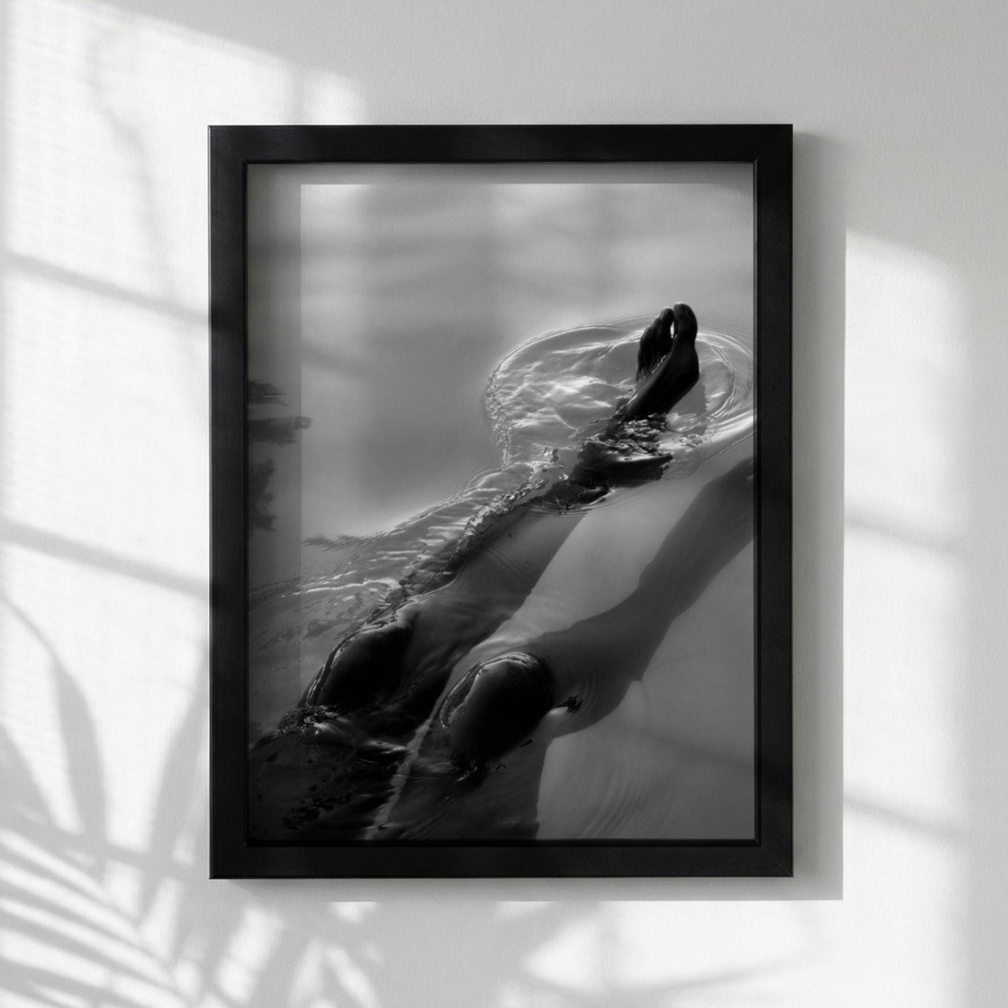 Silent Swim Black & White Minimalist Ocean Wall Art | Modern Underwater Aesthetic Decor | Calm Sea Poster Print