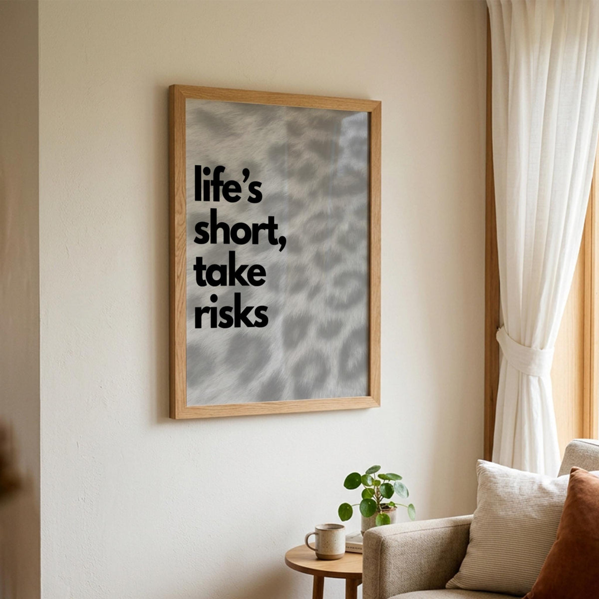 Take Risks Black & White Minimalist Typography Wall Art | Modern Motivational Decor | Bold Quote Poster Print