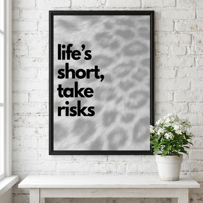 Take Risks Black & White Minimalist Typography Wall Art | Modern Motivational Decor | Bold Quote Poster Print