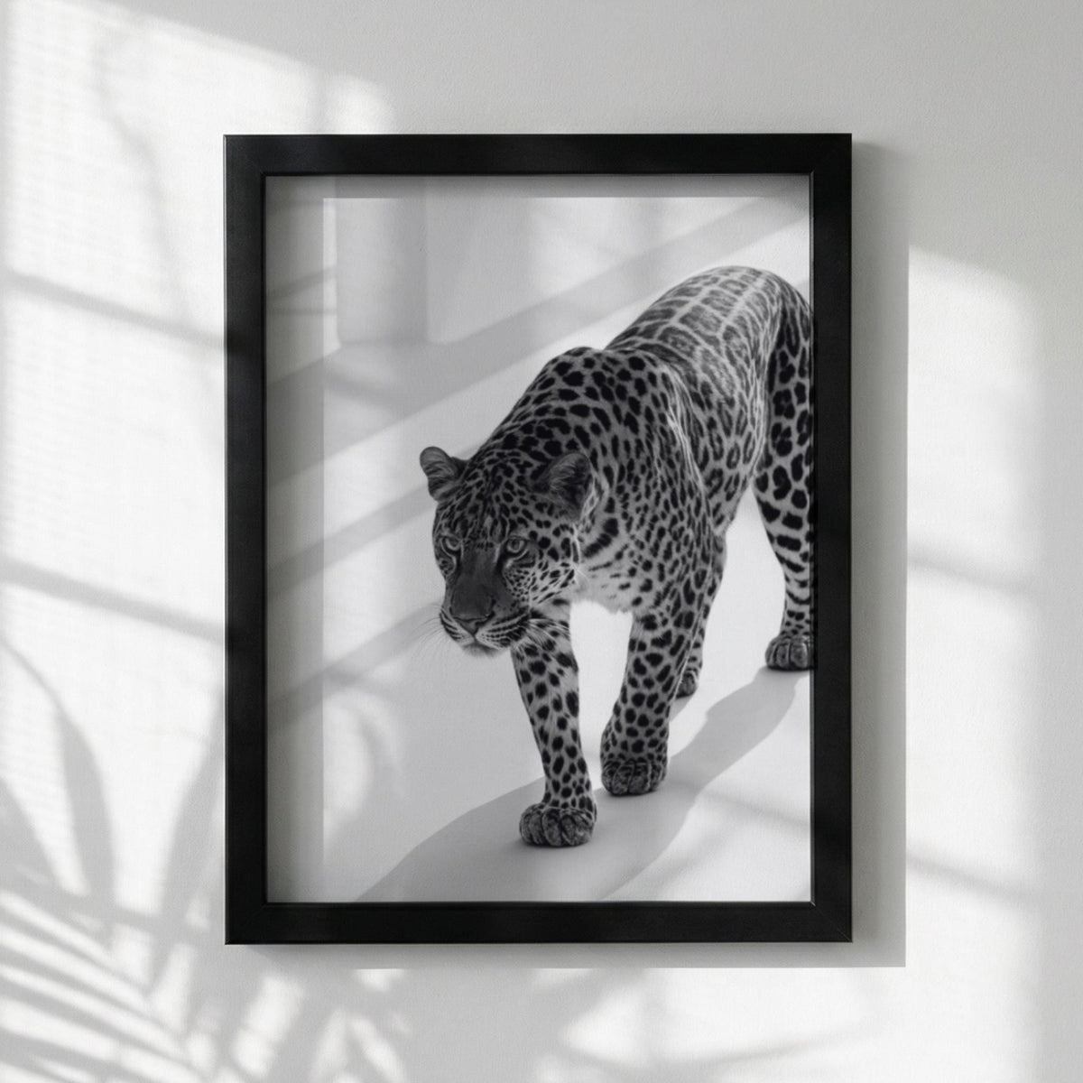 Tiger Steps Black & White Minimalist Wildlife Wall Art | Modern Animal Movement Decor | Dynamic Safari Poster Print