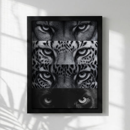 Tiger’s View Black & White Minimalist Wildlife Wall Art | Modern Animal Portrait Decor | Powerful Safari Poster Print