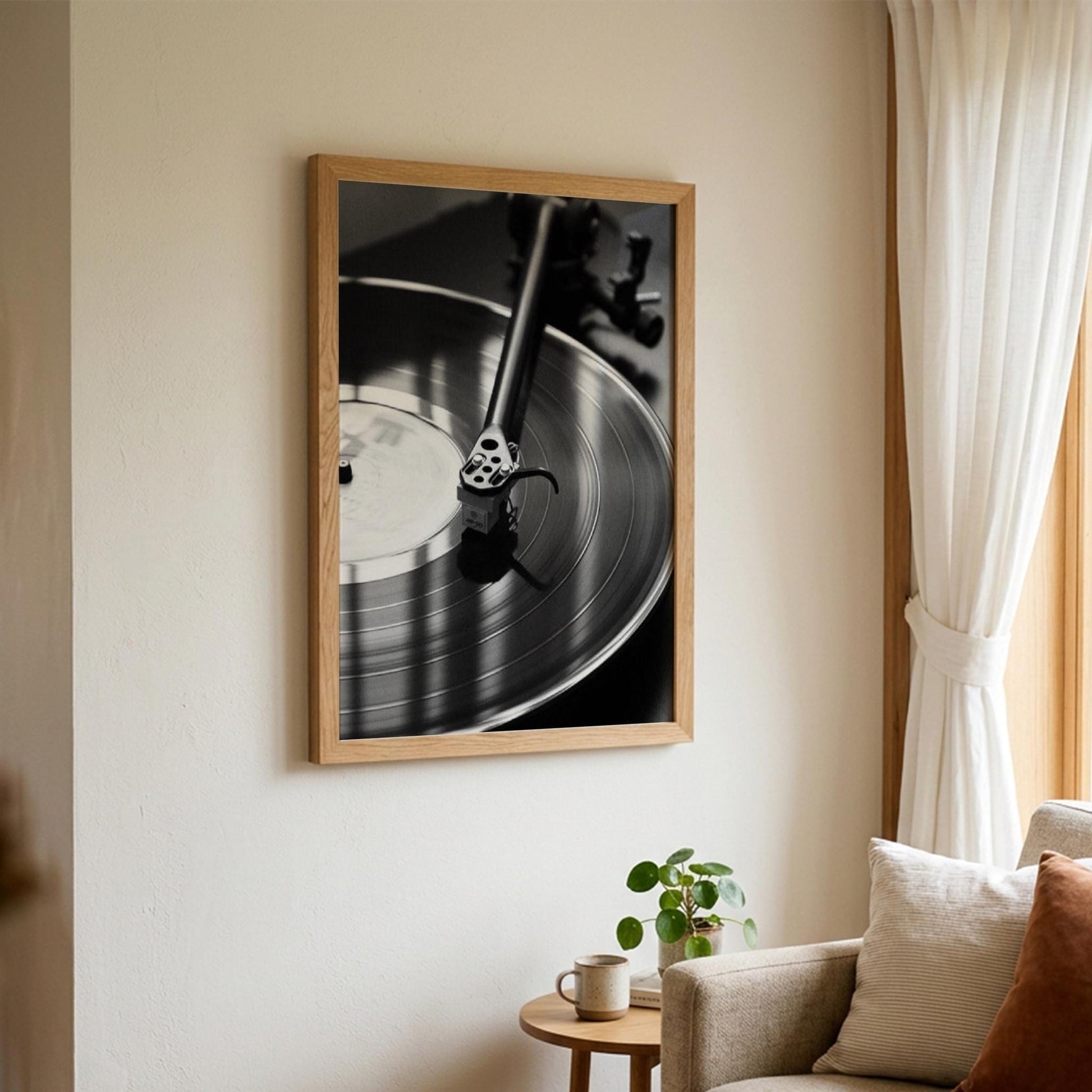 Vinyl Spin Black & White Minimalist Music Wall Art | Modern Retro Audio Decor | Record Player Aesthetic Poster Printck.