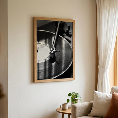 Vinyl Spin Black & White Minimalist Music Wall Art | Modern Retro Audio Decor | Record Player Aesthetic Poster Printck.