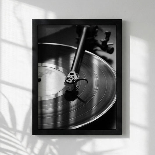 Vinyl Spin Black & White Minimalist Music Wall Art | Modern Retro Audio Decor | Record Player Aesthetic Poster Printck.