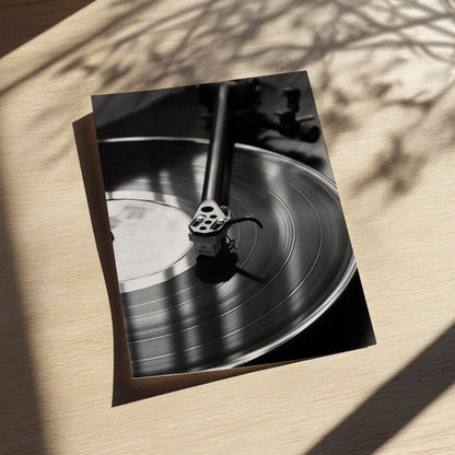 Vinyl Spin Black & White Minimalist Music Wall Art | Modern Retro Audio Decor | Record Player Aesthetic Poster Printck.