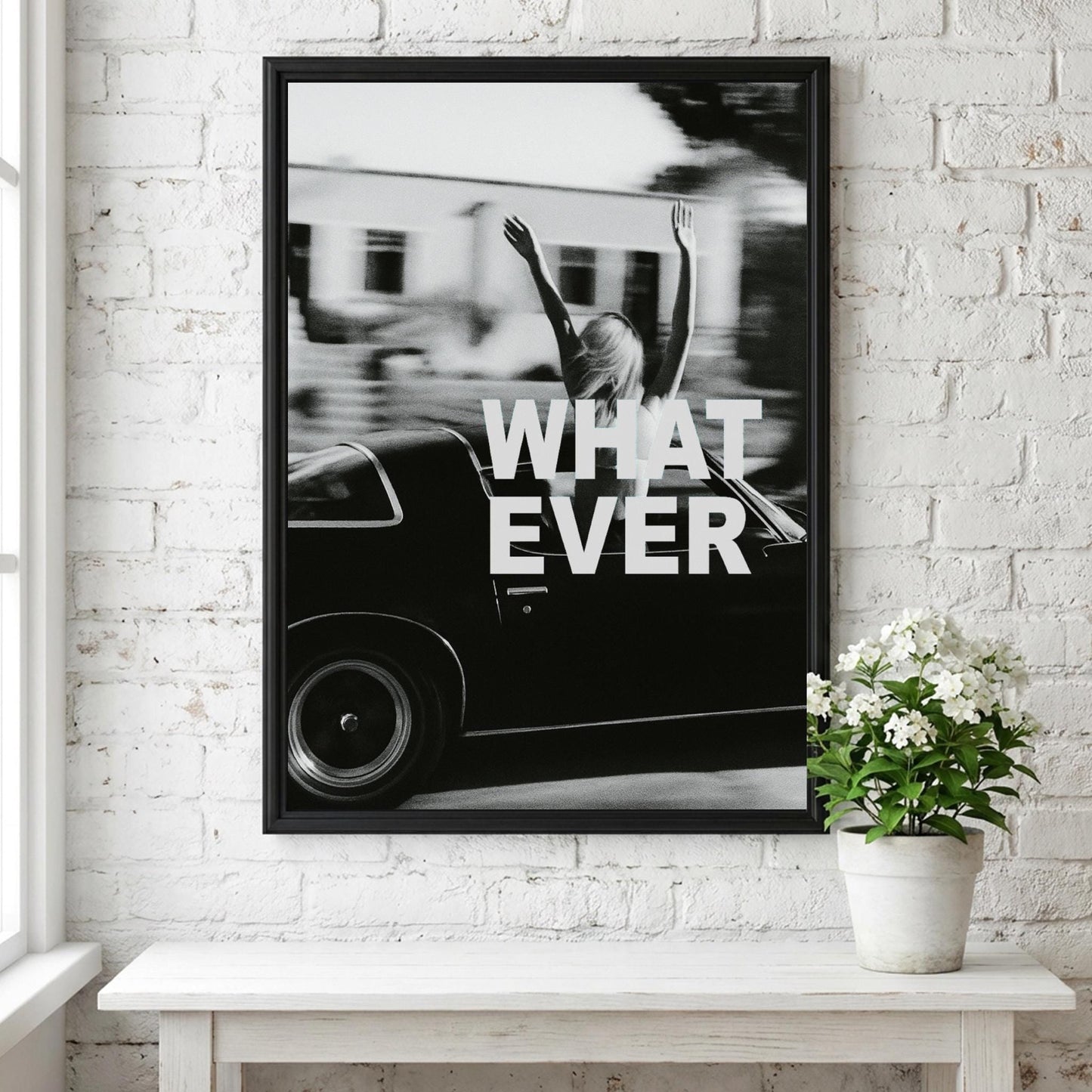 Whatever Ride Black & White Minimalist Travel Wall Art | Modern Freedom Lifestyle Decor | Road Trip Poster Print