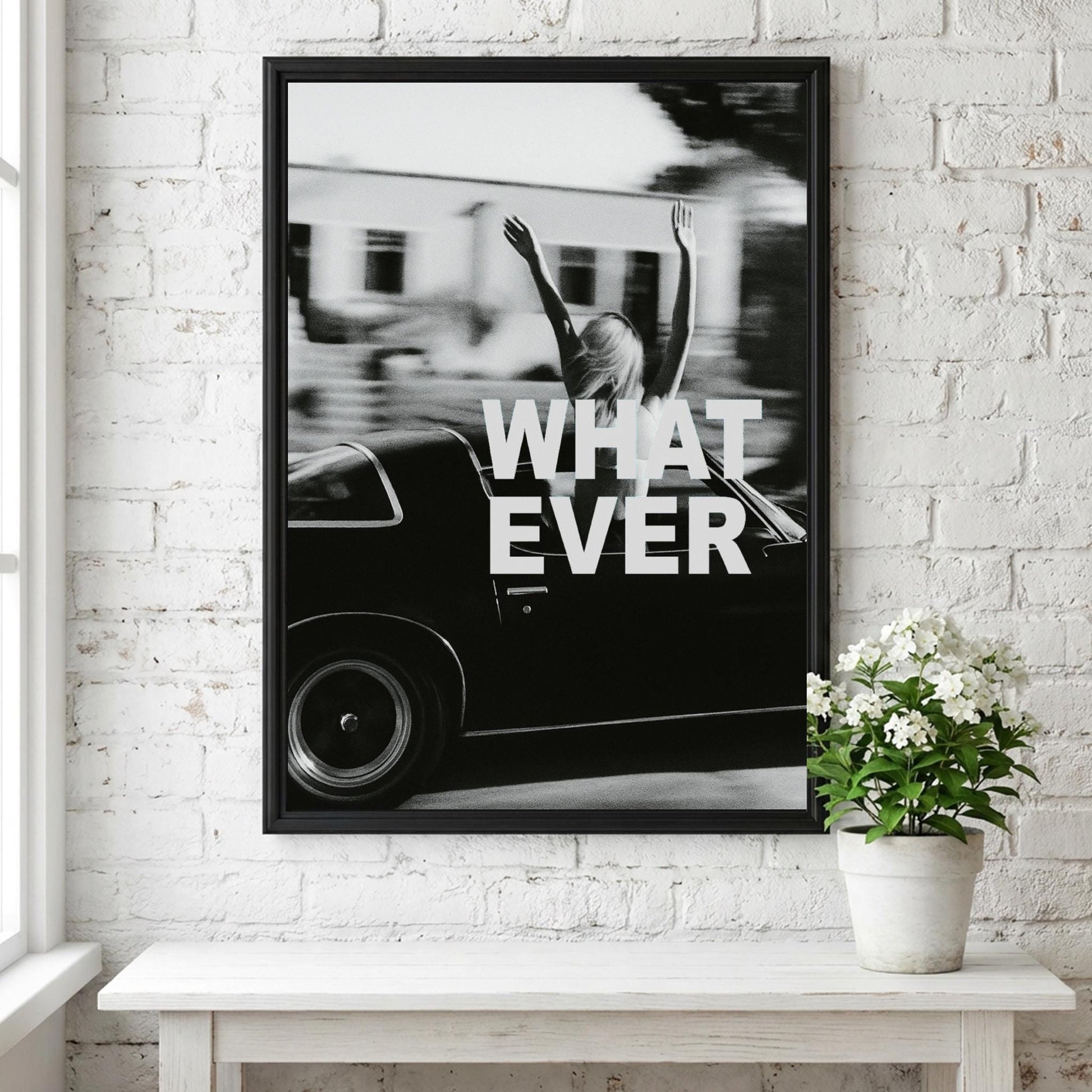 Whatever Ride Black & White Minimalist Travel Wall Art | Modern Freedom Lifestyle Decor | Road Trip Poster Print