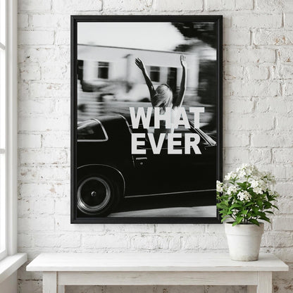 Whatever Ride Black & White Minimalist Travel Wall Art | Modern Freedom Lifestyle Decor | Road Trip Poster Print