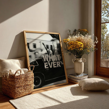 Whatever Ride Black & White Minimalist Travel Wall Art | Modern Freedom Lifestyle Decor | Road Trip Poster Print