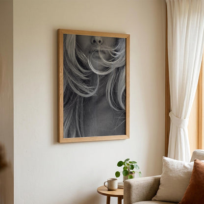 Windblown Blonde Black & White Minimalist Portrait Wall Art | Modern Fashion Aesthetic Decor | Elegant Beauty Poster Print