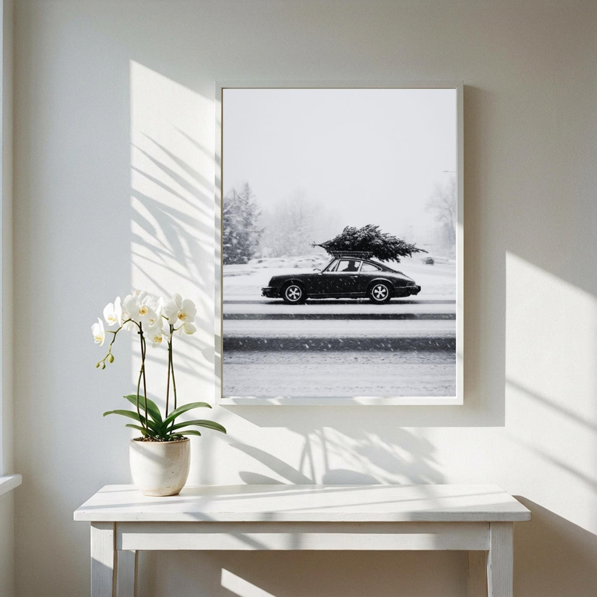 Winter Mood Black & White Minimalist Landscape Wall Art | Modern Seasonal Decor | Calm Snow Aesthetic Poster Print