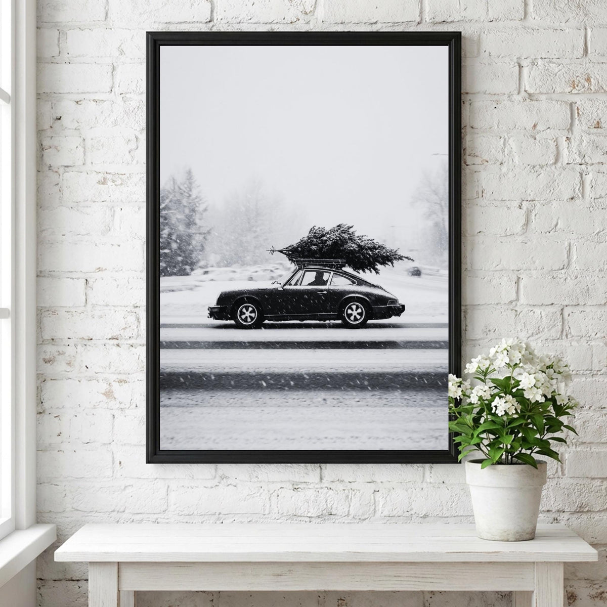 Winter Mood Black & White Minimalist Landscape Wall Art | Modern Seasonal Decor | Calm Snow Aesthetic Poster Print