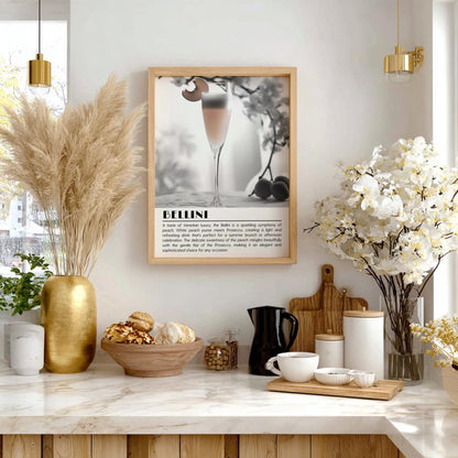 Bellini Black & White Poster | Minimalist Cocktail Wall Art | Modern Bar Decor | Italian Drink Print | Kitchen Wall Art