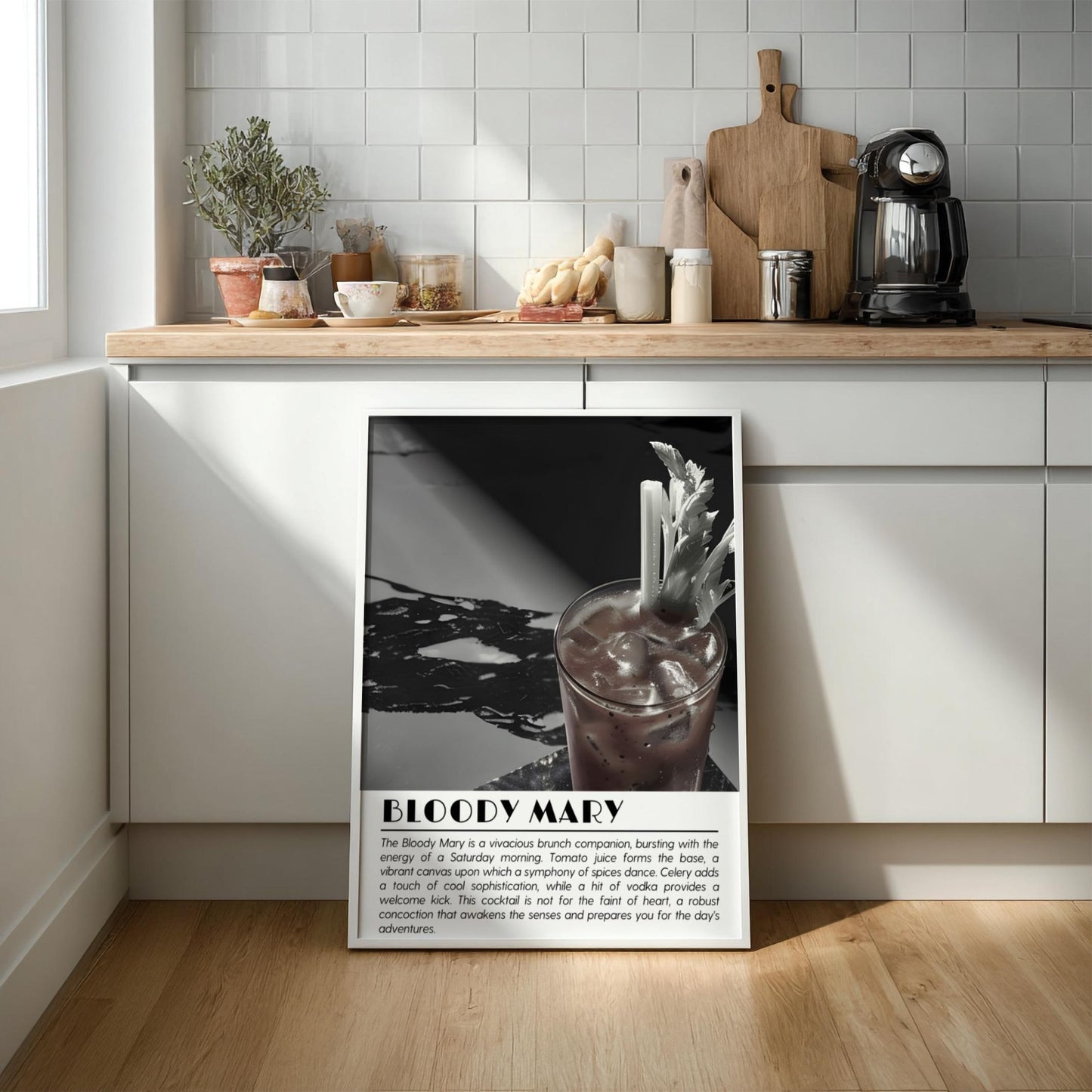Bloody Mary Black & White Poster | Minimalist Cocktail Wall Art | Modern Bar Decor | Classic Drink Print | Kitchen Wall Art