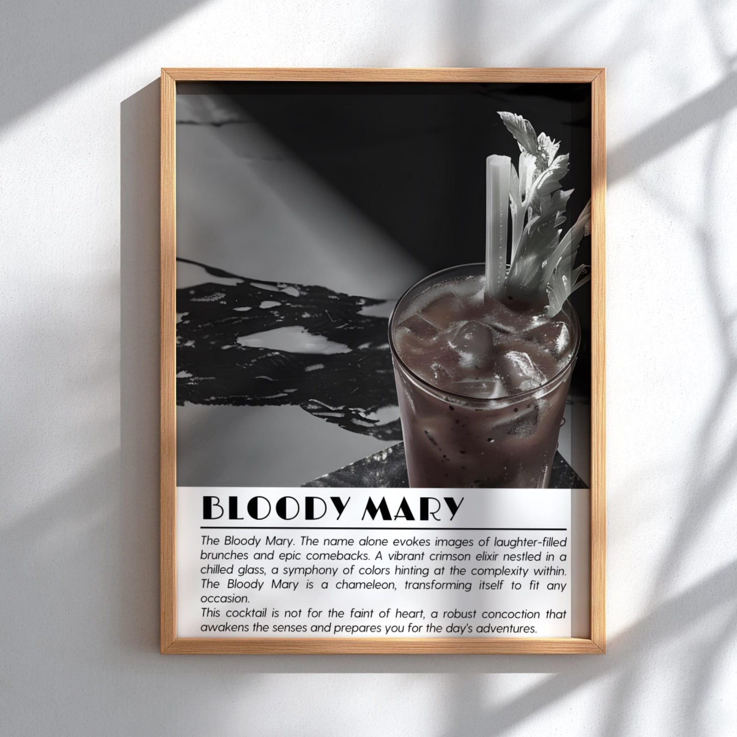 Bloody Mary Black & White Poster | Minimalist Cocktail Wall Art | Modern Bar Decor | Classic Drink Print | Kitchen Wall Art