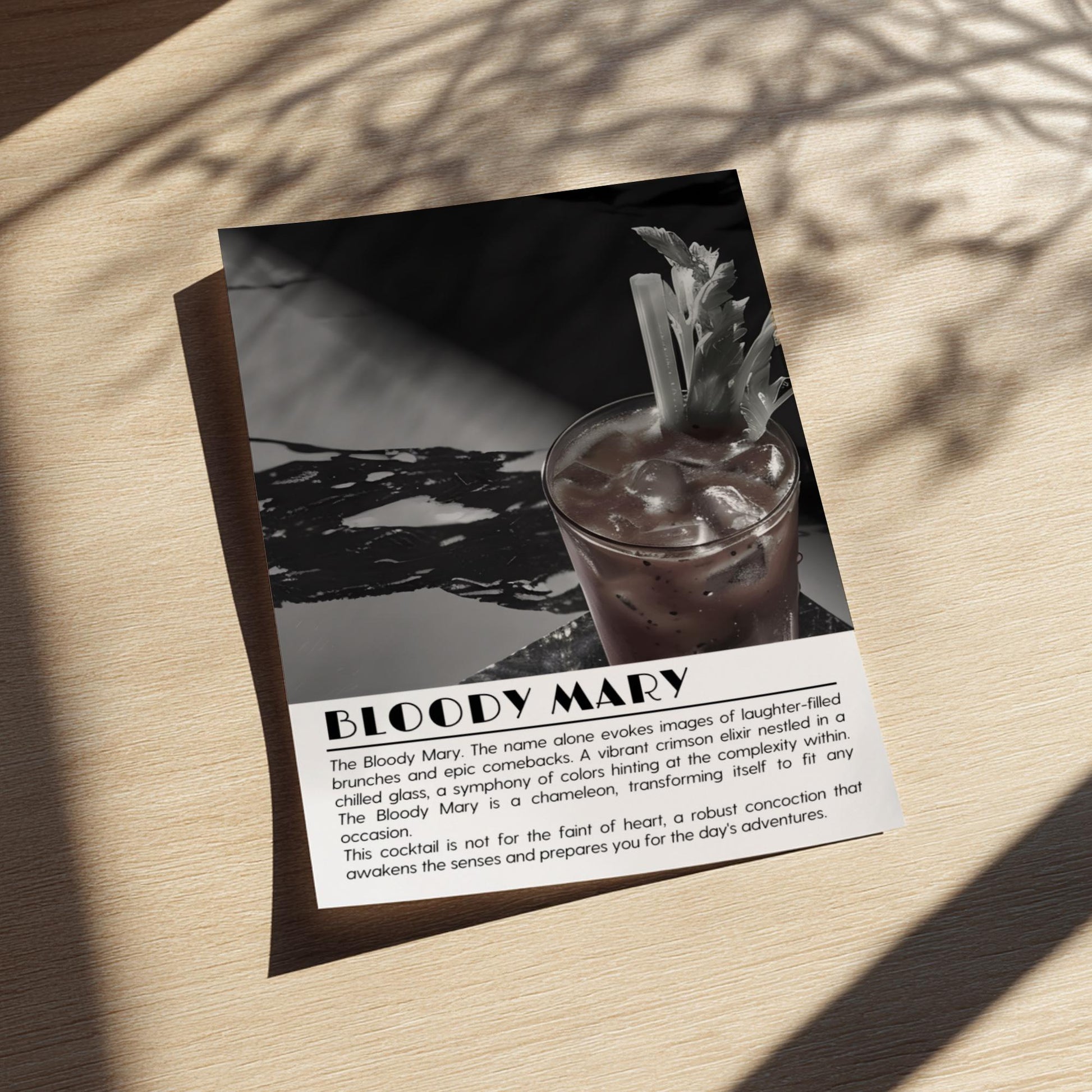 Bloody Mary Black & White Poster | Minimalist Cocktail Wall Art | Modern Bar Decor | Classic Drink Print | Kitchen Wall Art