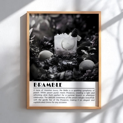 Bramble Black & White Poster | Minimalist Cocktail Wall Art | Modern Bar Decor | Classic Drink Print | Kitchen Wall Art