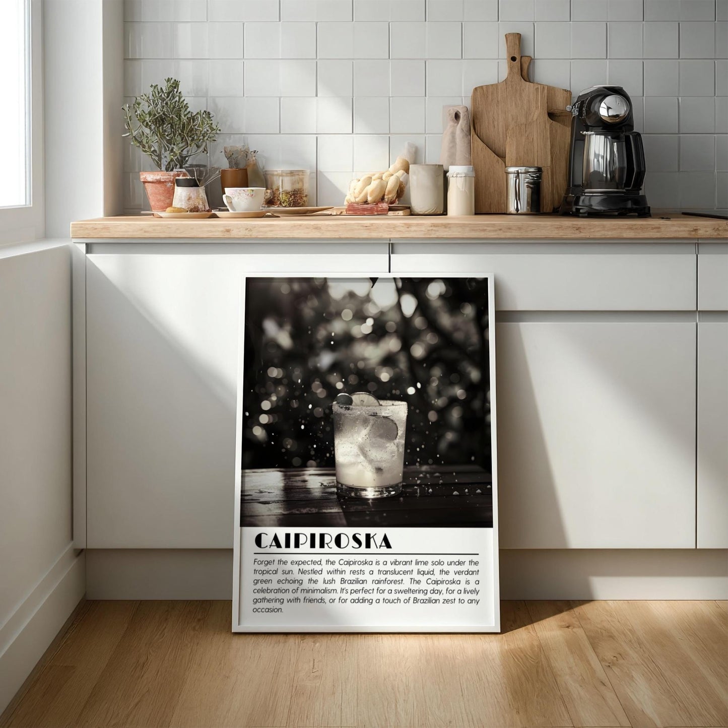 Caipiroska Black & White Poster | Minimalist Cocktail Wall Art | Modern Bar Decor | Classic Drink Print | Kitchen Wall Art