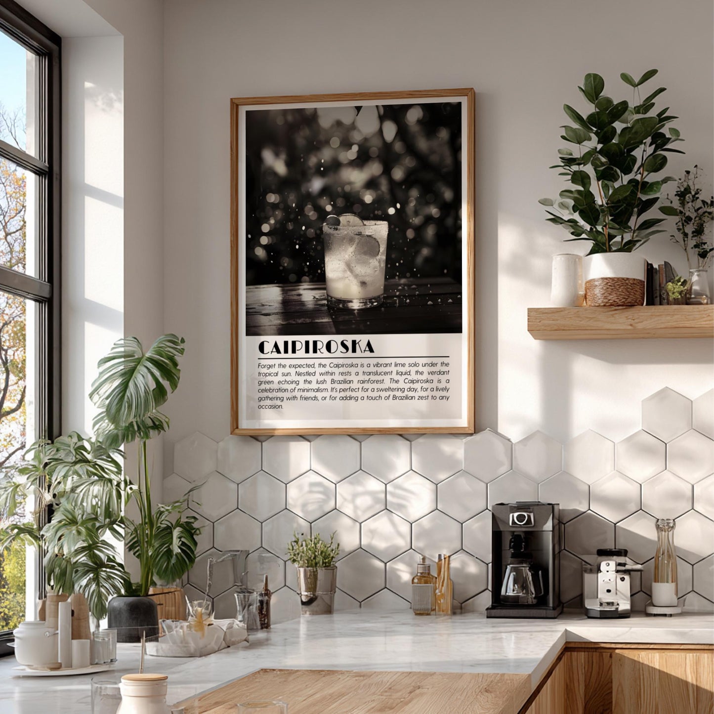 Caipiroska Black & White Poster | Minimalist Cocktail Wall Art | Modern Bar Decor | Classic Drink Print | Kitchen Wall Art