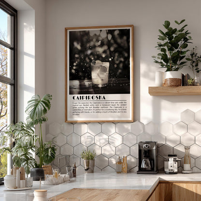 Caipiroska Black & White Poster | Minimalist Cocktail Wall Art | Modern Bar Decor | Classic Drink Print | Kitchen Wall Art