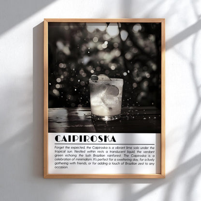 Caipiroska Black & White Poster | Minimalist Cocktail Wall Art | Modern Bar Decor | Classic Drink Print | Kitchen Wall Art