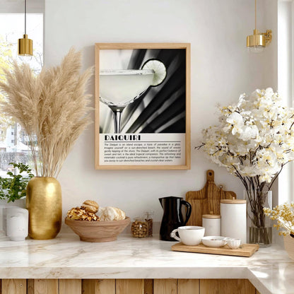 Daiquiri Black & White Poster | Minimalist Cocktail Wall Art | Modern Bar Decor | Classic Drink Print | Kitchen Wall Art