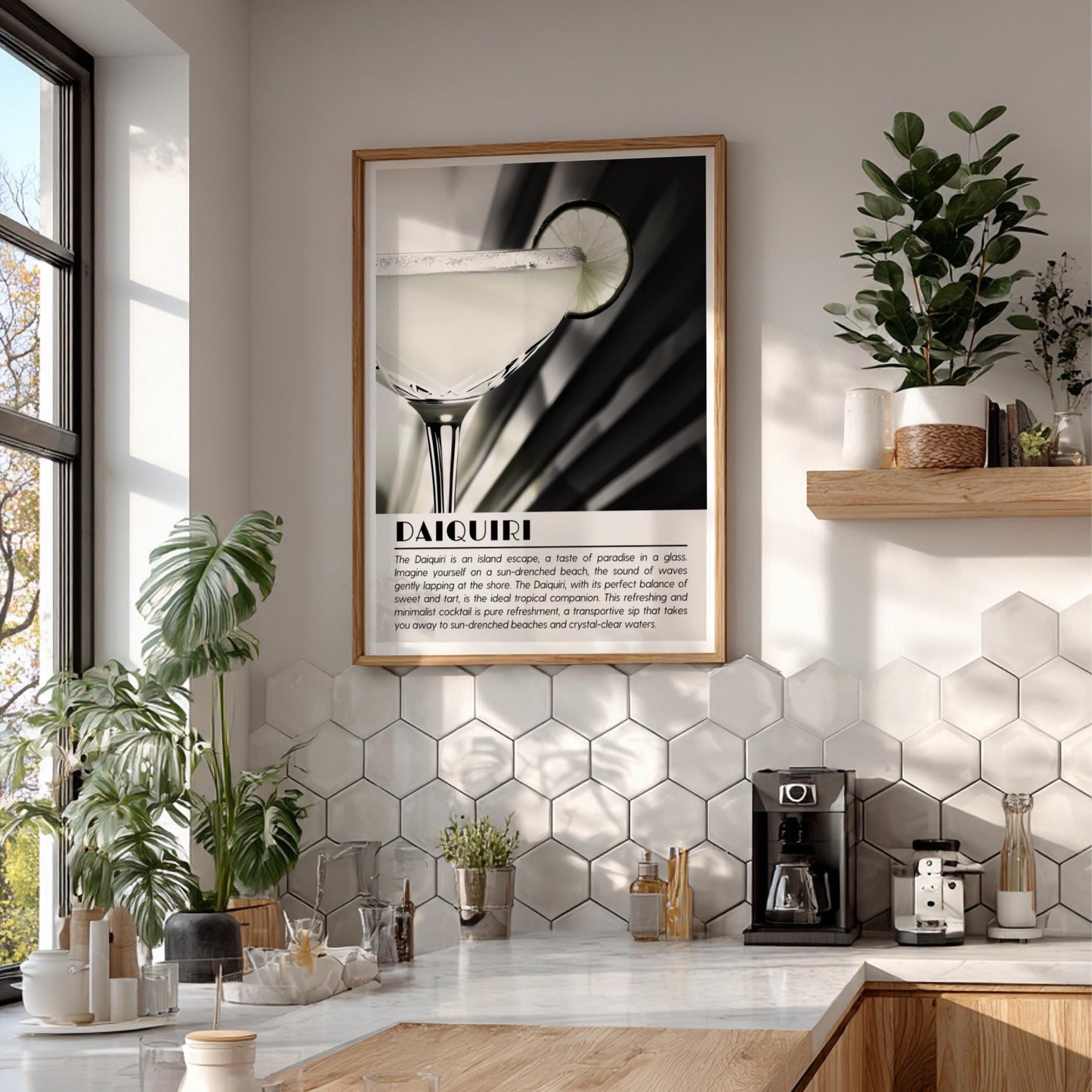 Daiquiri Black & White Poster | Minimalist Cocktail Wall Art | Modern Bar Decor | Classic Drink Print | Kitchen Wall Art