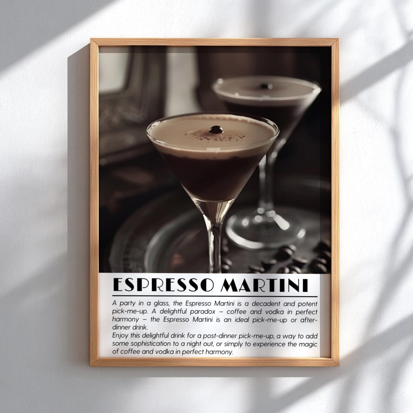 Espresso Martini Black & White Poster | Minimalist Cocktail Wall Art | Modern Bar Decor | Classic Drink Print | Kitchen Wall Art