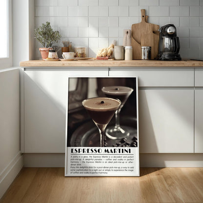 Espresso Martini Black & White Poster | Minimalist Cocktail Wall Art | Modern Bar Decor | Classic Drink Print | Kitchen Wall Art
