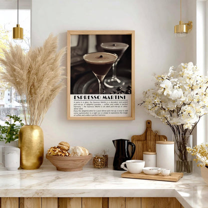 Espresso Martini Black & White Poster | Minimalist Cocktail Wall Art | Modern Bar Decor | Classic Drink Print | Kitchen Wall Art