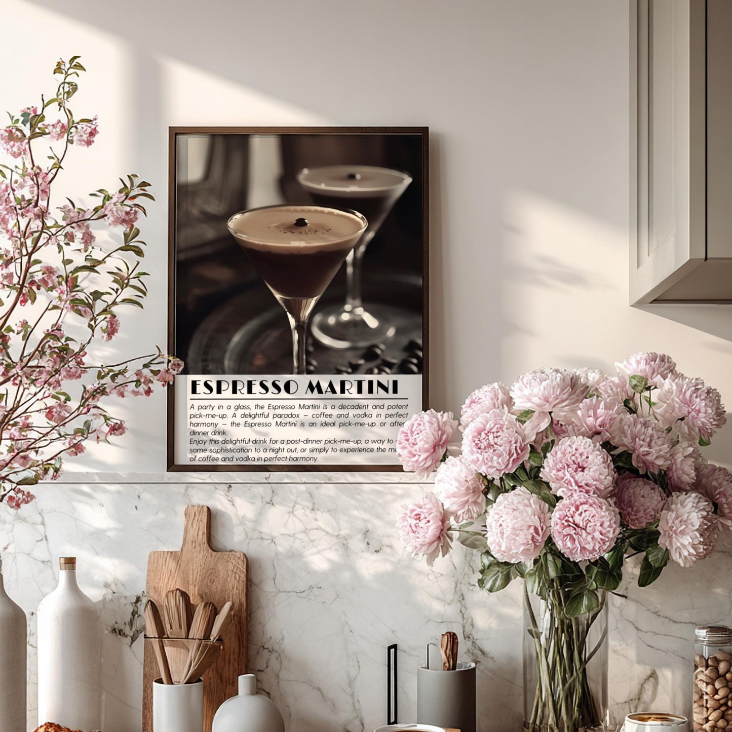 Espresso Martini Black & White Poster | Minimalist Cocktail Wall Art | Modern Bar Decor | Classic Drink Print | Kitchen Wall Art