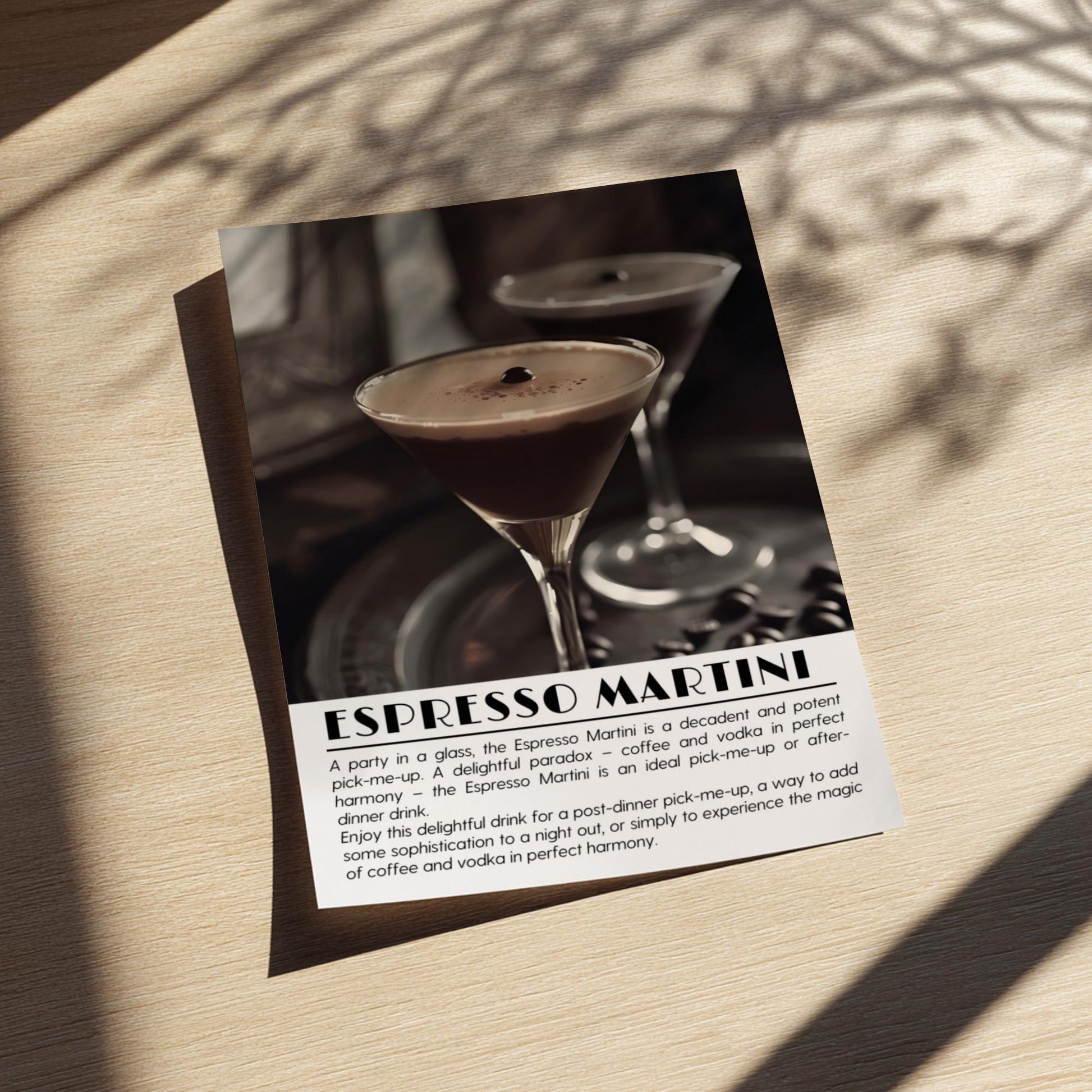 Espresso Martini Black & White Poster | Minimalist Cocktail Wall Art | Modern Bar Decor | Classic Drink Print | Kitchen Wall Art