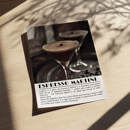 Espresso Martini Black & White Poster | Minimalist Cocktail Wall Art | Modern Bar Decor | Classic Drink Print | Kitchen Wall Art